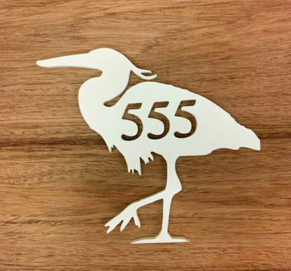 Heron Address Plaque - Custom Coastal House Number Sign