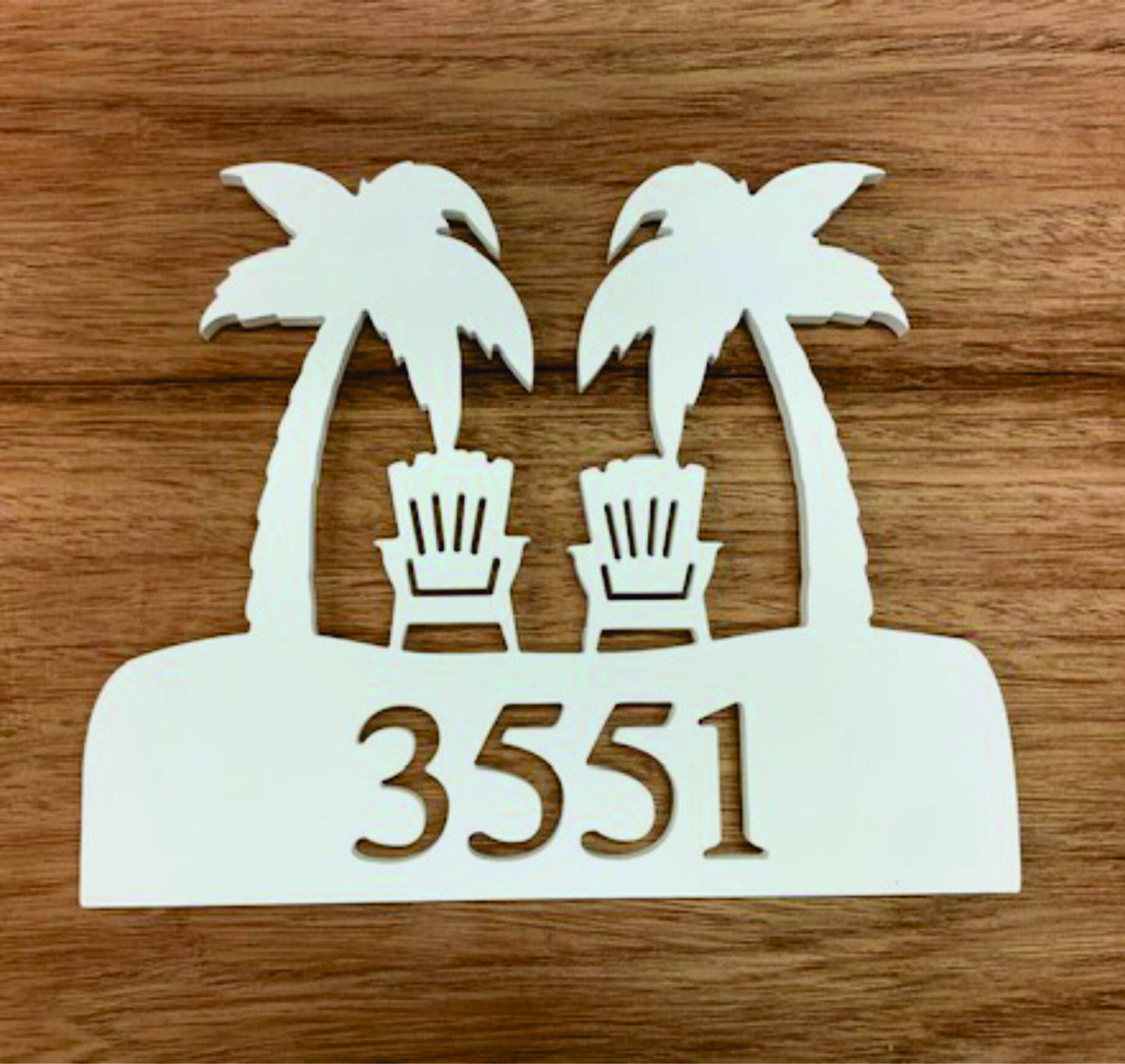 Personalized Coastal Address Plaque - Palm Tree Adirondack Sign