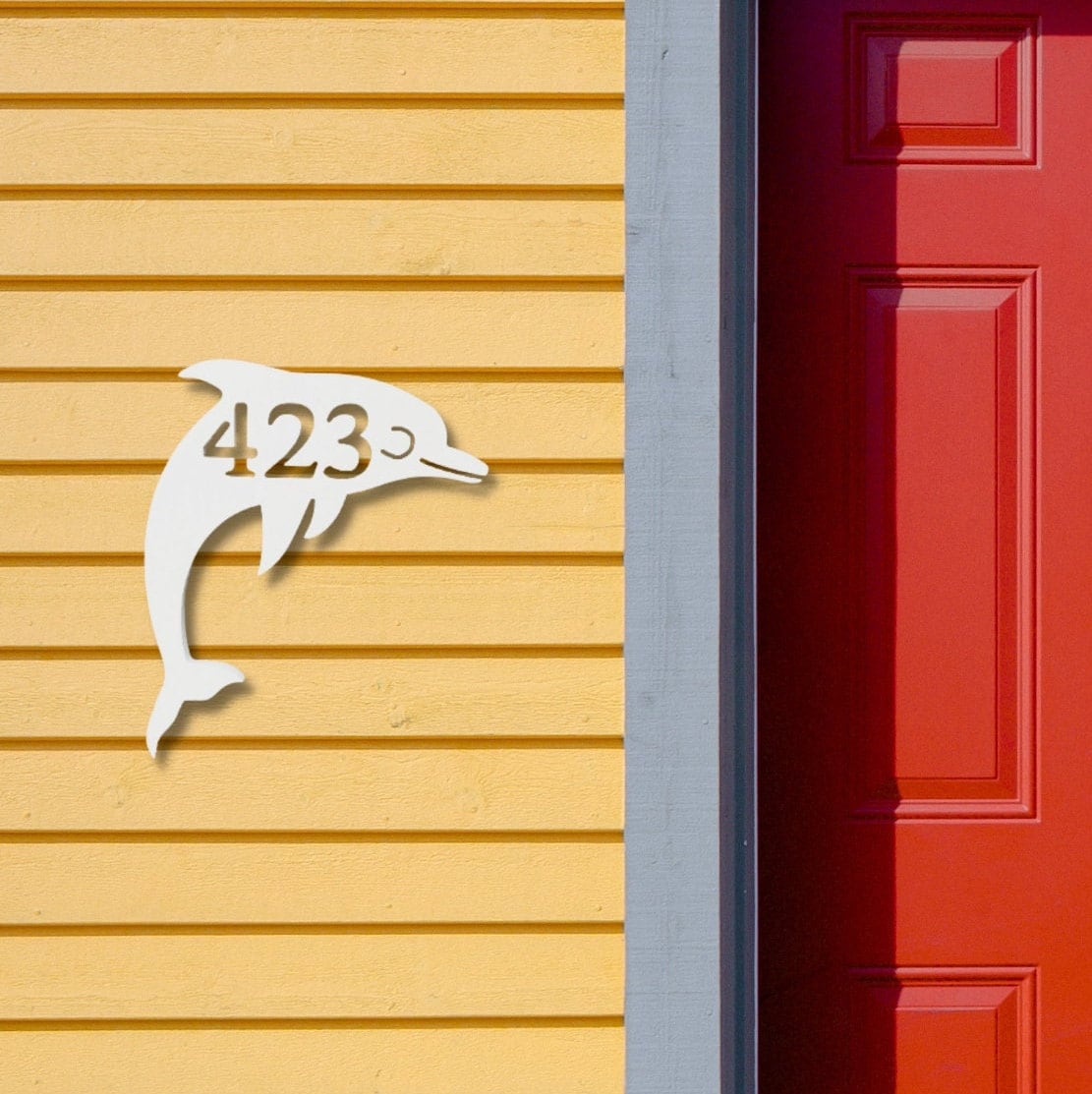 Dolphin Address Plaque - Coastal Outdoor Home Number Sign