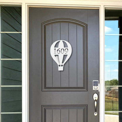 Hot Air Balloon Address Plaque - Coastal Outdoor Sign, Personalized Number