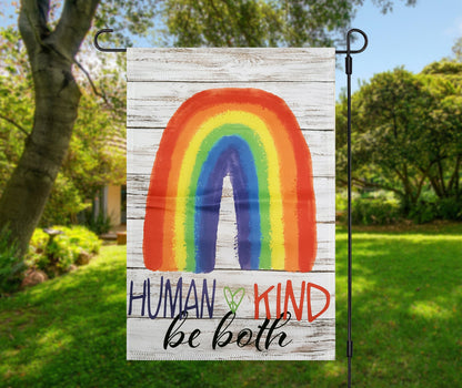 Rainbow Garden Flag, Human Kind Be Both, Equality Yard Decor