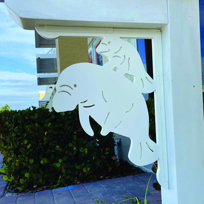Manatee Mailbox Bracket - Coastal Outdoor Decor (12x16 inch)