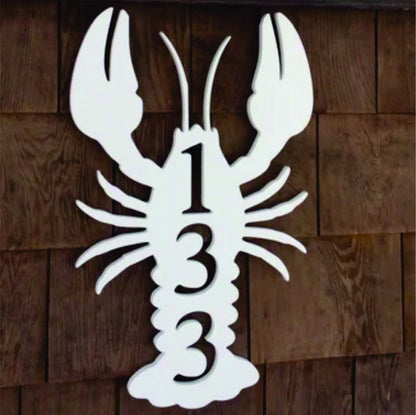 Lobster Address Plaque - Custom House Number Sign, Coastal Decor