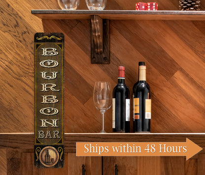 Bourbon Bar Sign, Pub Tavern Decor, Alcohol Whiskey, Home Bar Kitchen Gift Sign 104182001030