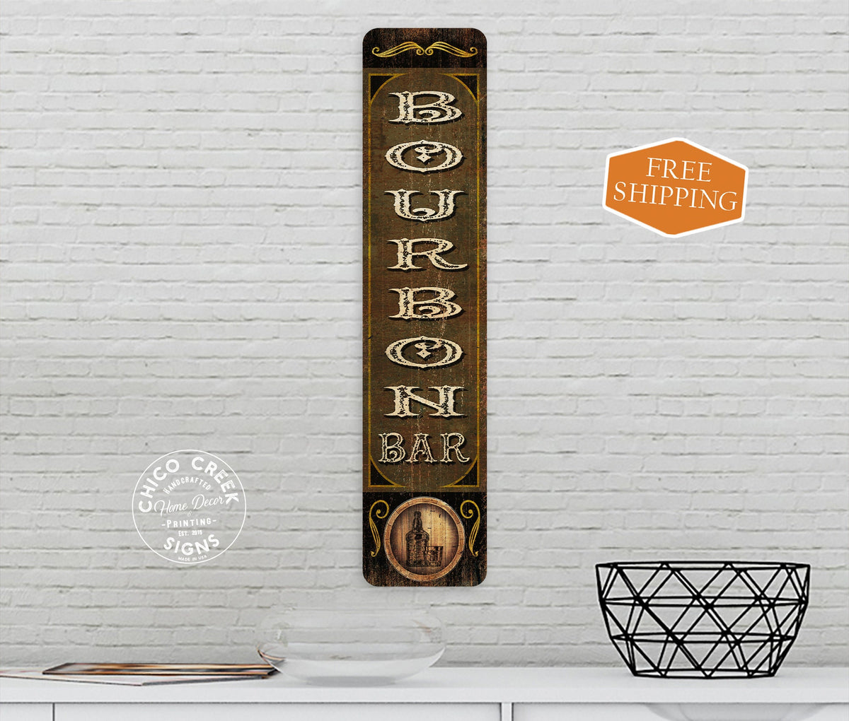 Bourbon Bar Sign, Pub Tavern Decor, Alcohol Whiskey, Home Bar Kitchen Gift Sign 104182001030