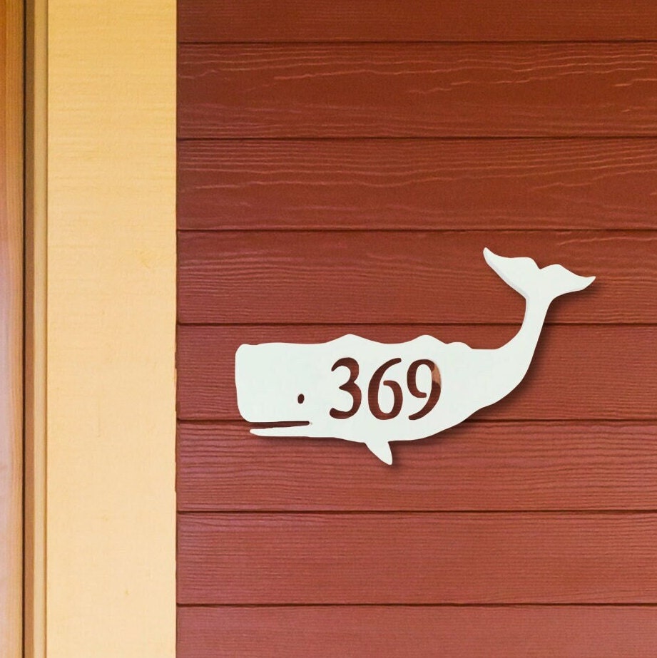 Whale Address Plaque - Coastal Outdoor Home Number Sign
