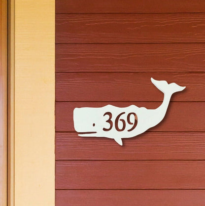 Whale Address Plaque - Coastal Outdoor Home Number Sign