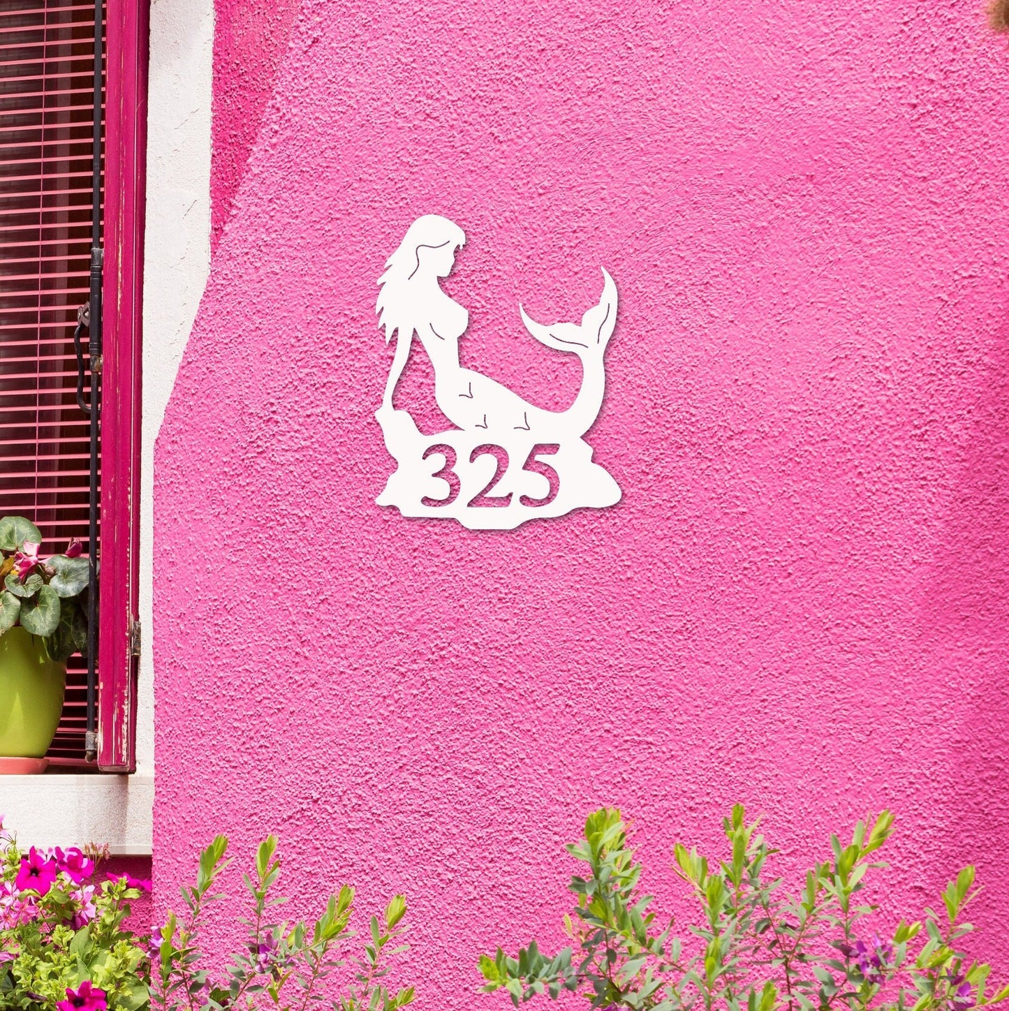 Mermaid Address Plaque - Coastal Outdoor Custom Sign
