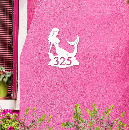 Mermaid Address Plaque - Coastal Outdoor Custom Sign