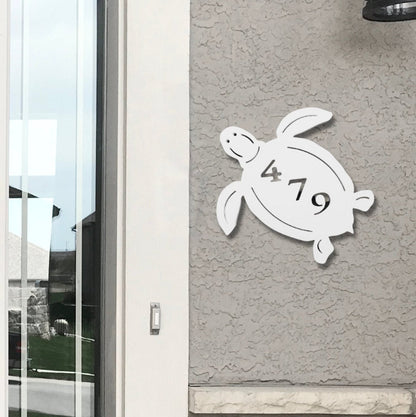 Turtle Address Plaque - Personalized Coastal Outdoor Sign