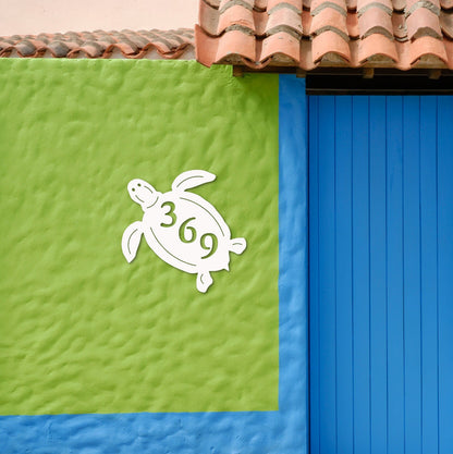 Turtle Address Plaque - Personalized Coastal Outdoor Sign