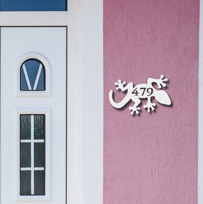 Gecko Address Plaque - Coastal Outdoor Number Sign