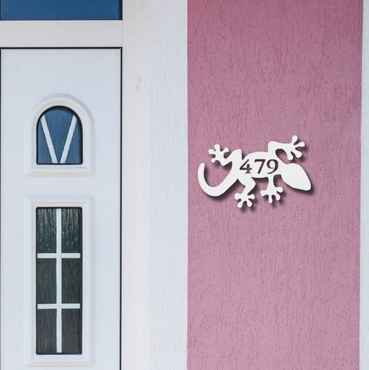 Gecko Address Plaque - Coastal Outdoor Number Sign
