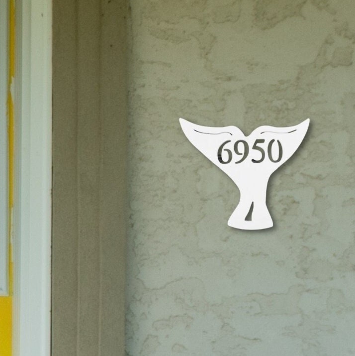 Whale Tail Address Plaque - Personalized Coastal House Number Sign
