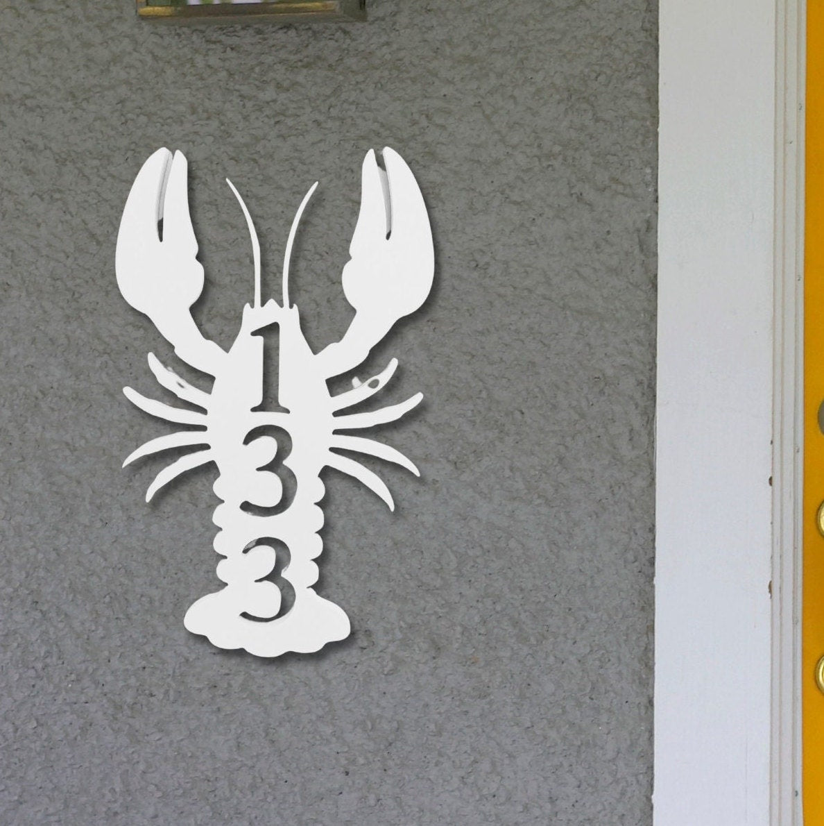 Lobster Address Plaque - Custom House Number Sign, Coastal Decor