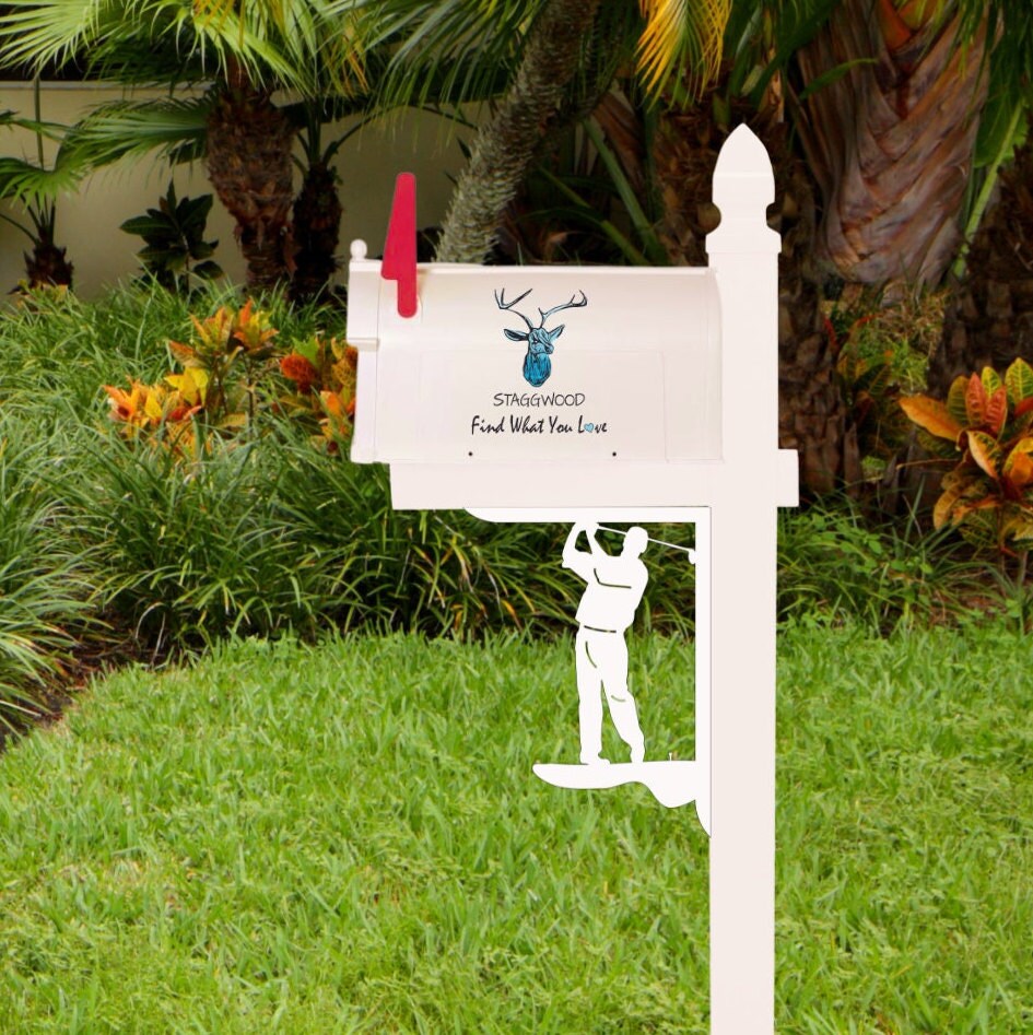 Golfer Mailbox Bracket - Medium PVC Coastal Decor (12x16 inch)