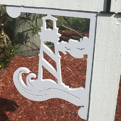 Lighthouse Mailbox Bracket - Coastal Outdoor Decor, 12x16 inch
