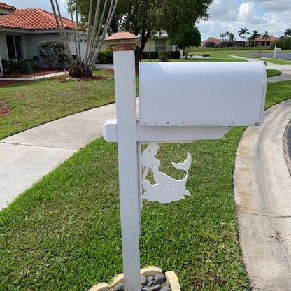 Mermaid Mailbox Bracket - Coastal Outdoor Decor, 12x16 inch