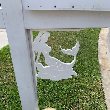 Mermaid Mailbox Bracket - Coastal Outdoor Decor, 12x16 inch