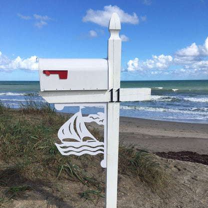 Sailboat Mailbox Bracket - Coastal Outdoor Decor, 12x16 inch