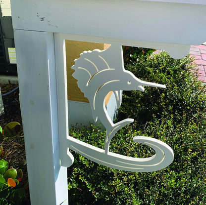 Sailfish Mailbox Bracket - Coastal Outdoor Decor, 12x16 inch