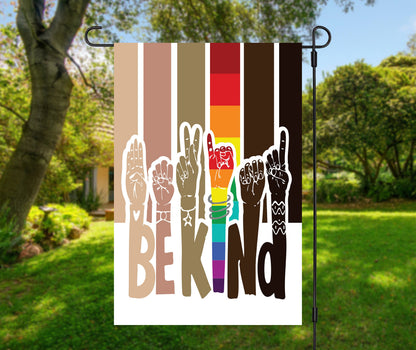Be Kind ASL Ally Garden Flag, Diversity, LGBTQ, Equality