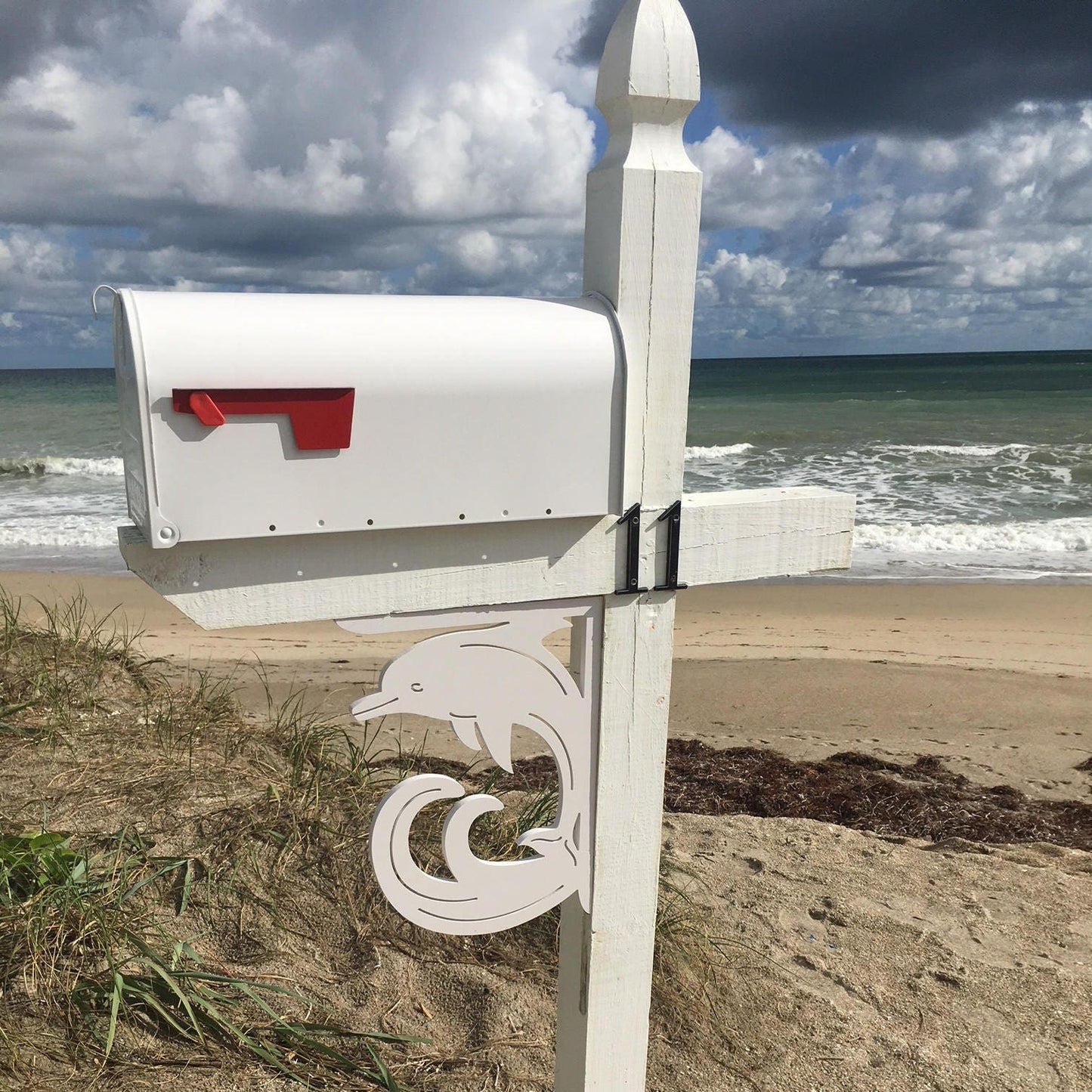Dolphin Mailbox Bracket - Medium Coastal Outdoor Decor (12x16 inch)