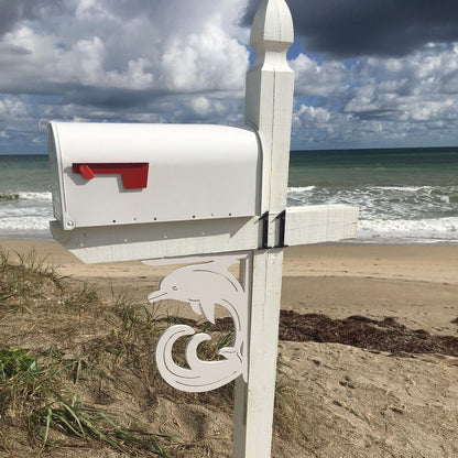 Dolphin Mailbox Bracket - Medium Coastal Outdoor Decor (12x16 inch)
