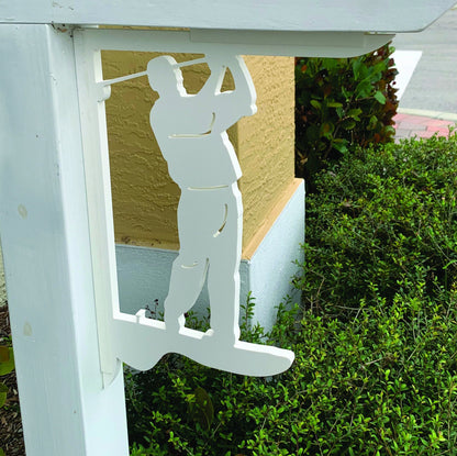 Golfer Mailbox Bracket - Medium PVC Coastal Decor (12x16 inch)