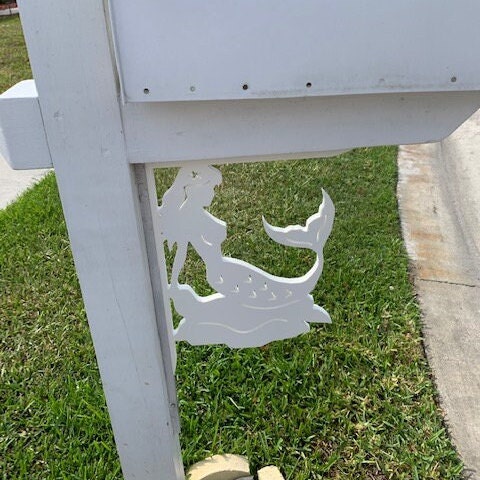 Mermaid Mailbox Bracket - Coastal Outdoor Decor, 12x16 inch