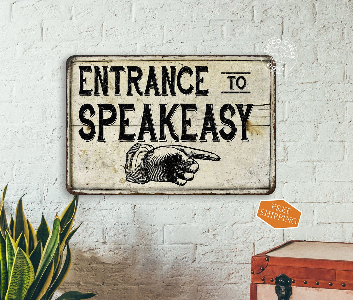 Entrance To Speakeasy Sign Vintage Look Chic Distressed Prohibition Bar Vintage Gift 108120020151