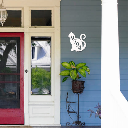 Cat Address Plaque - Custom House Number Sign, Coastal Decor