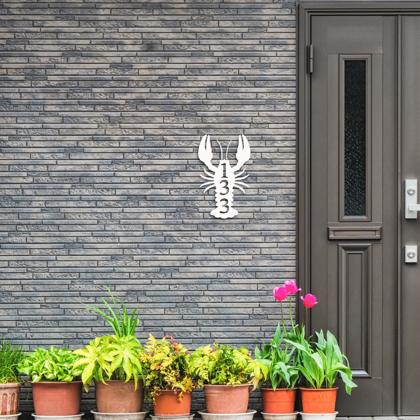Lobster Address Plaque - Custom House Number Sign, Coastal Decor