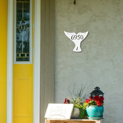 Whale Tail Address Plaque - Personalized Coastal House Number Sign