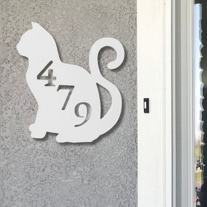 Cat Address Plaque - Custom House Number Sign, Coastal Decor