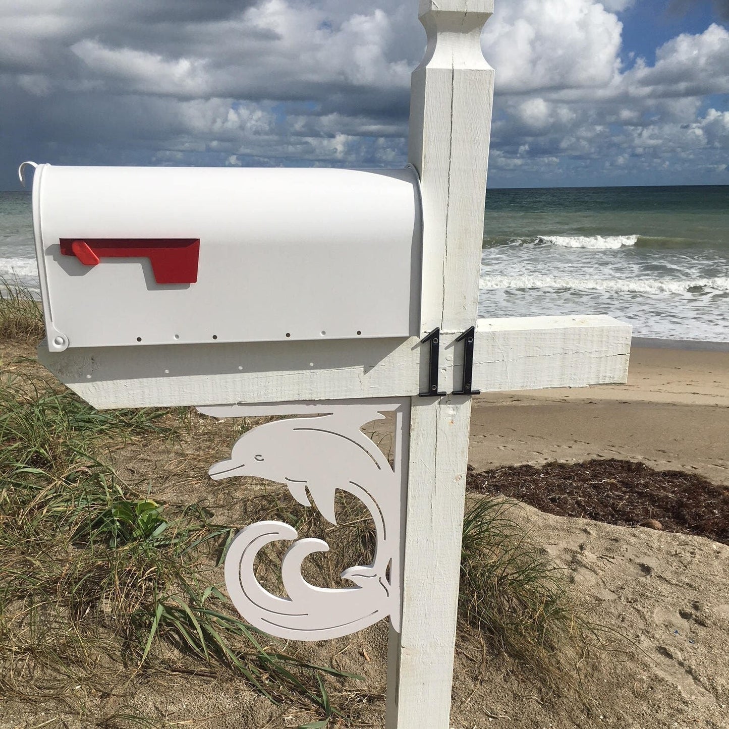 Dolphin Mailbox Bracket - Medium Coastal Outdoor Decor (12x16 inch)