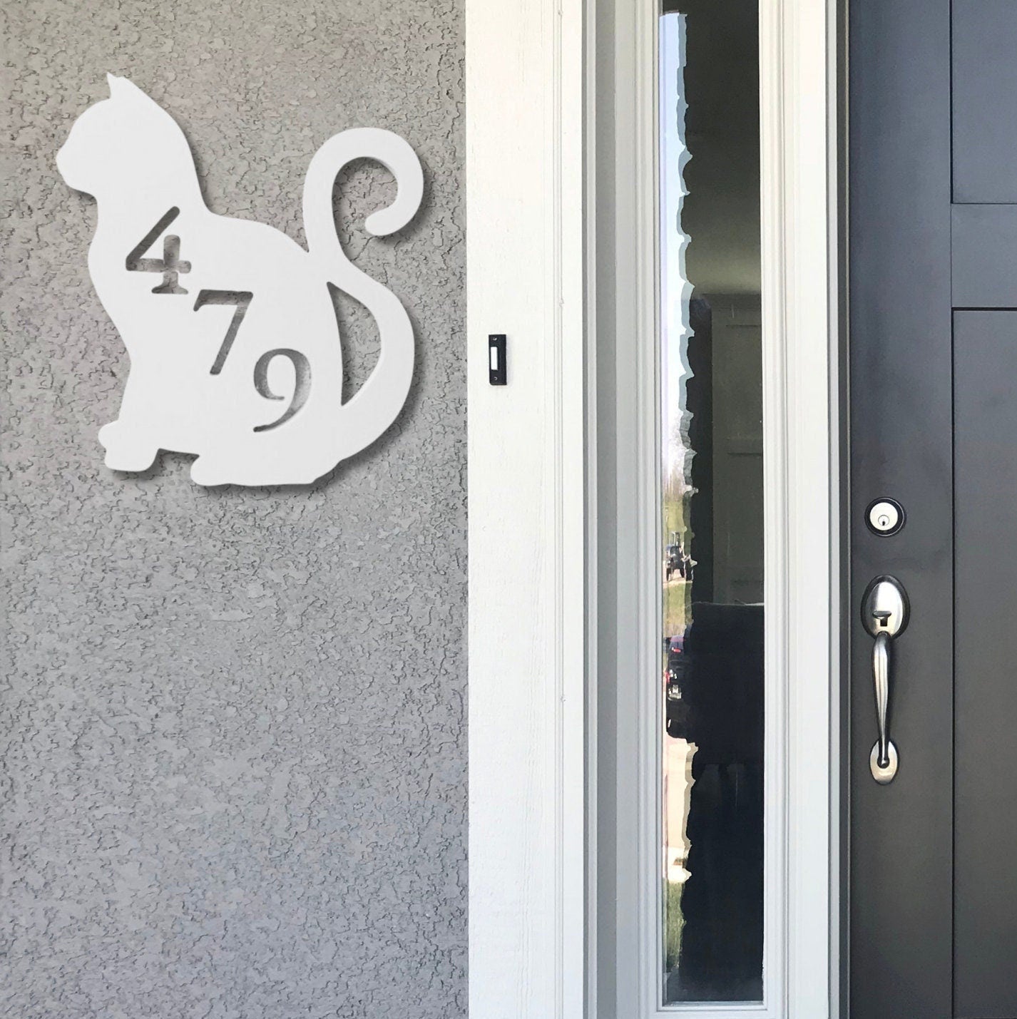 Cat Address Plaque - Custom House Number Sign, Coastal Decor