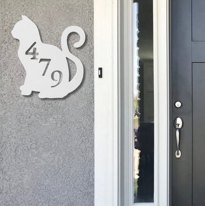 Cat Address Plaque - Custom House Number Sign, Coastal Decor