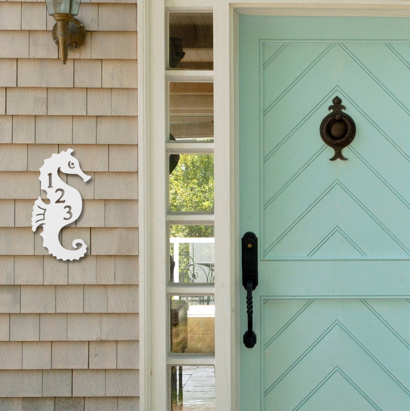 Address Plaque - Seahorse, Personalized Sign, Outdoor Decor, Coastal Themed Custom Sign, Address Plaque - Approx 13 x 7 wide