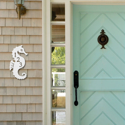 Address Plaque - Seahorse, Personalized Sign, Outdoor Decor, Coastal Themed Custom Sign, Address Plaque - Approx 13 x 7 wide