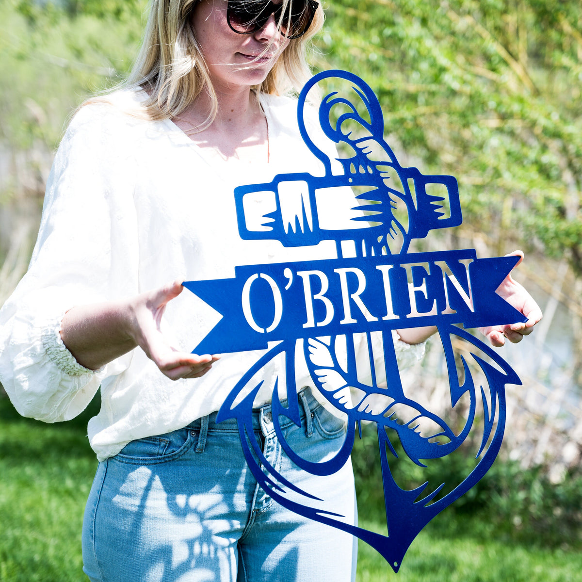 Coastal Personalized Decor | Anchor Wall Art | Custom Metal Beach Sign | Beach House Lake House Decoration | Nautical Sign