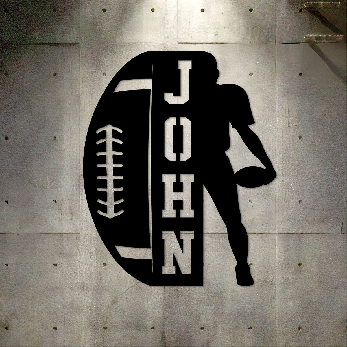 Custom Football Player Metal Sign, LED Light Name Art