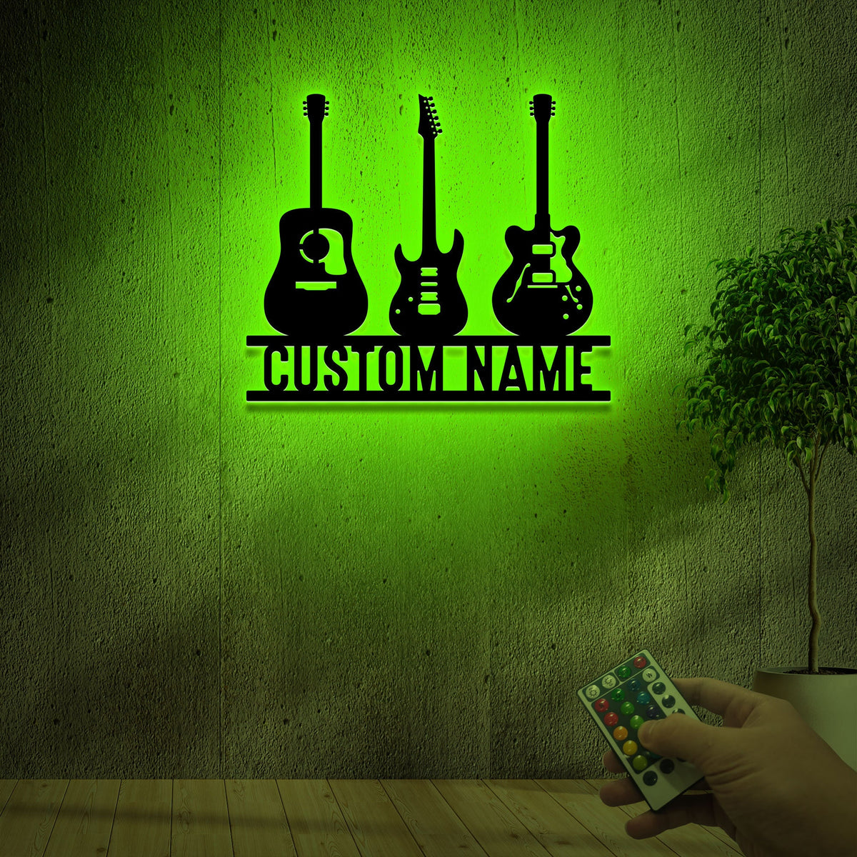 Personalized Guitar Metal Art, LED Music Room Wall Decor