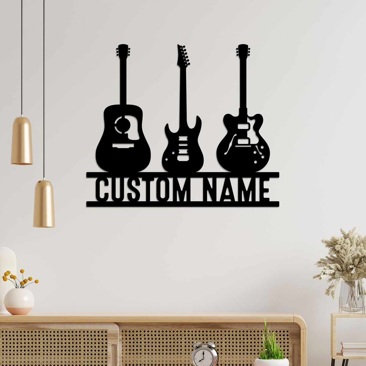 Personalized Guitar Metal Art, LED Music Room Wall Decor