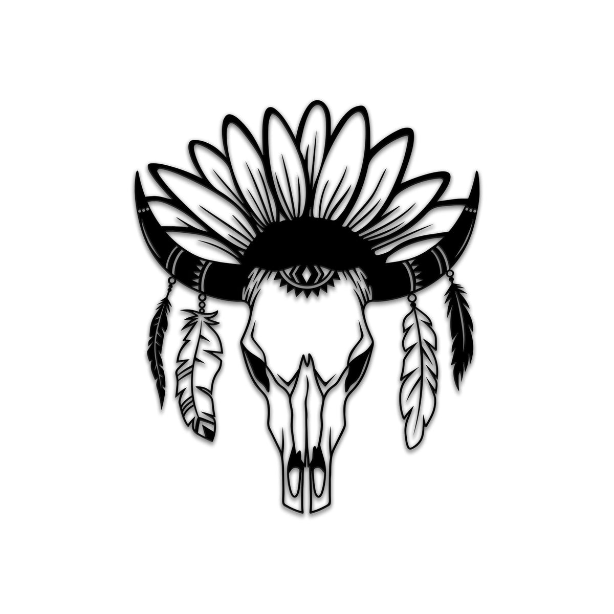 LED Cow Skull Metal Wall Art, Western Boho Decor