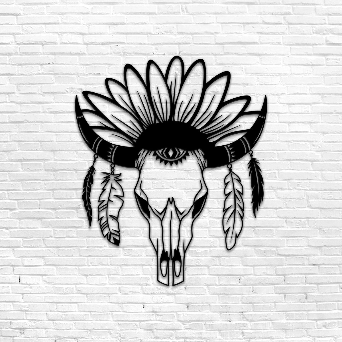 LED Cow Skull Metal Wall Art, Western Boho Decor