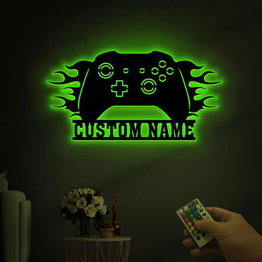 Personalized Video Game Controller Metal Wall Led Lights, Gamer Wall Art, Game Room Decor, Boys Room Decoration, Gift For Him, Game Lover