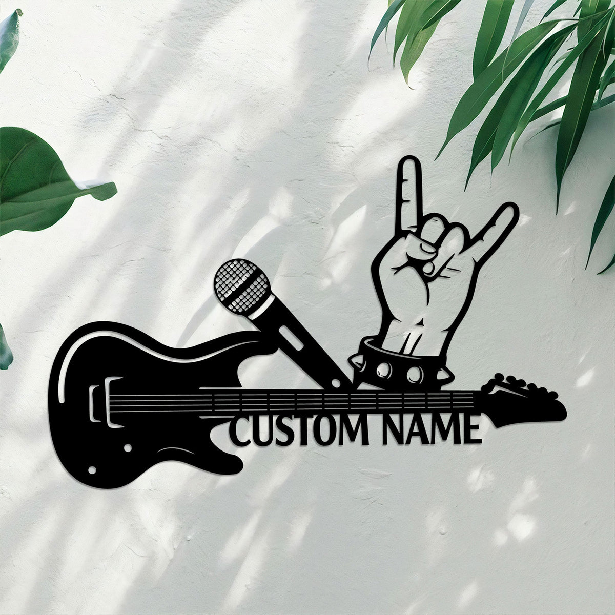 Custom Guitar Metal Sign with LED Lights, Music Room Decor