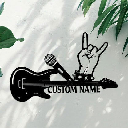 Custom Guitar Metal Sign with LED Lights, Music Room Decor