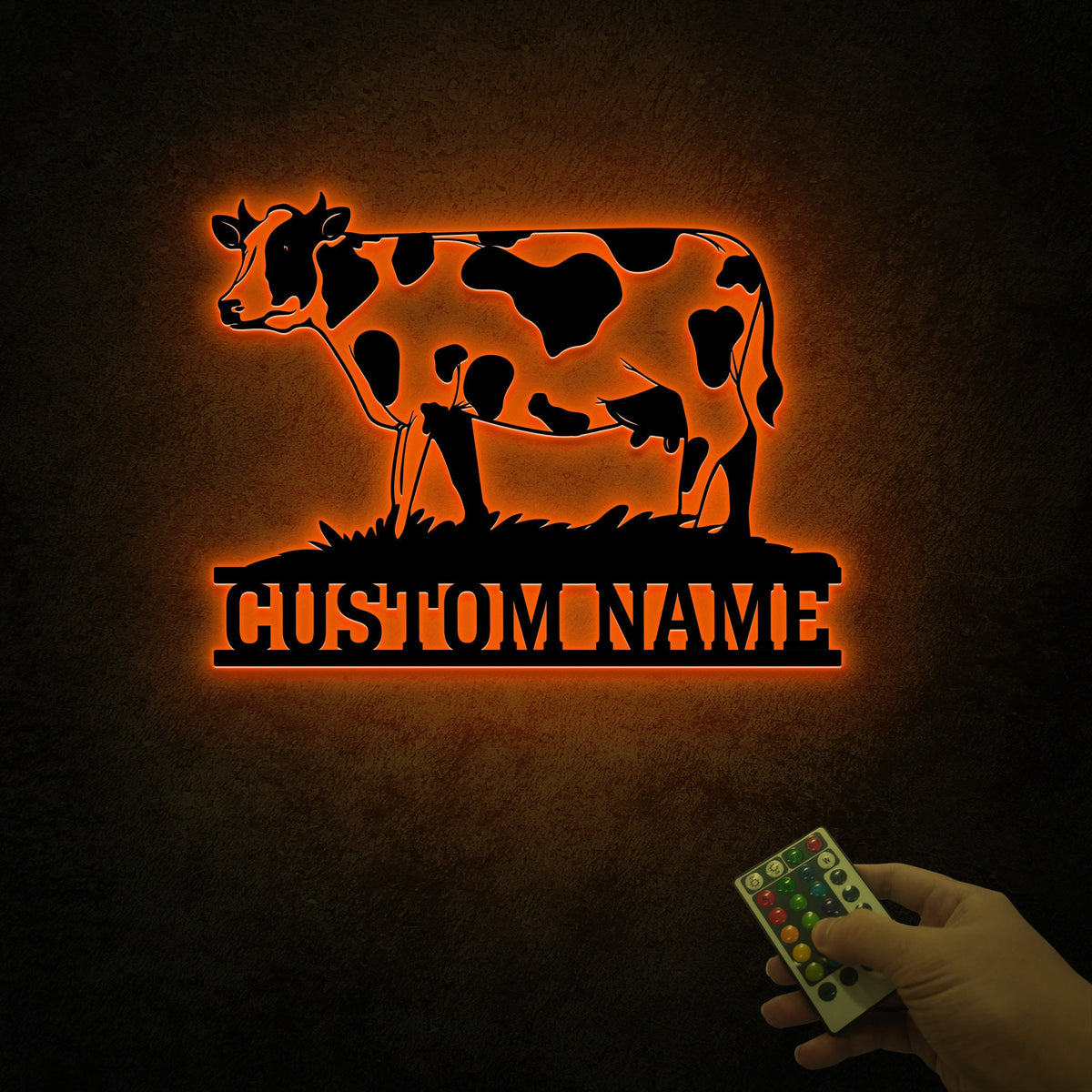 Custom Cow Metal Sign, Farmhouse LED Wall Decor